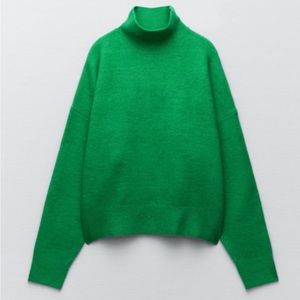 ZARA Mock Neck Sweater Green